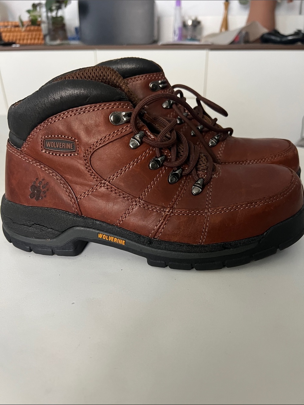 Wolverine Davis EAA Moc Safety Toe Brown Work / Hiking Boots Heavy Womens 8M
